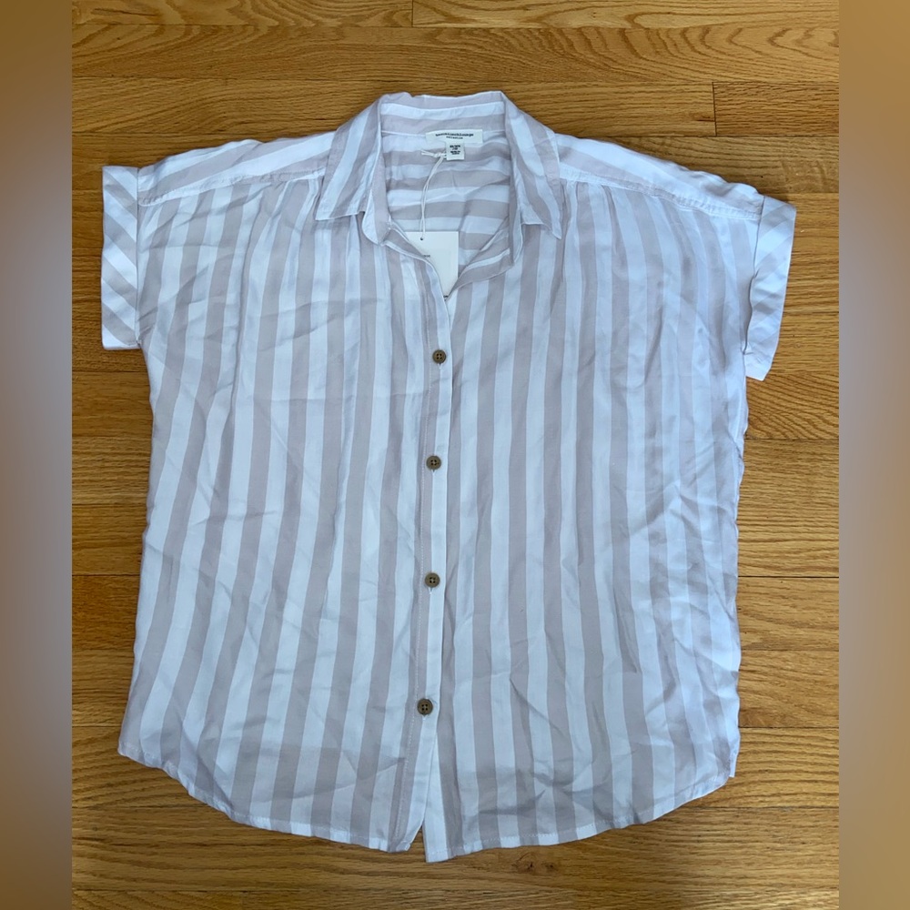 beachlunchlounge Tan and White Swim Coverup